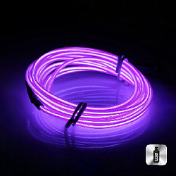Шнур неоновый светящийся от USB 5 м, фиолетовый